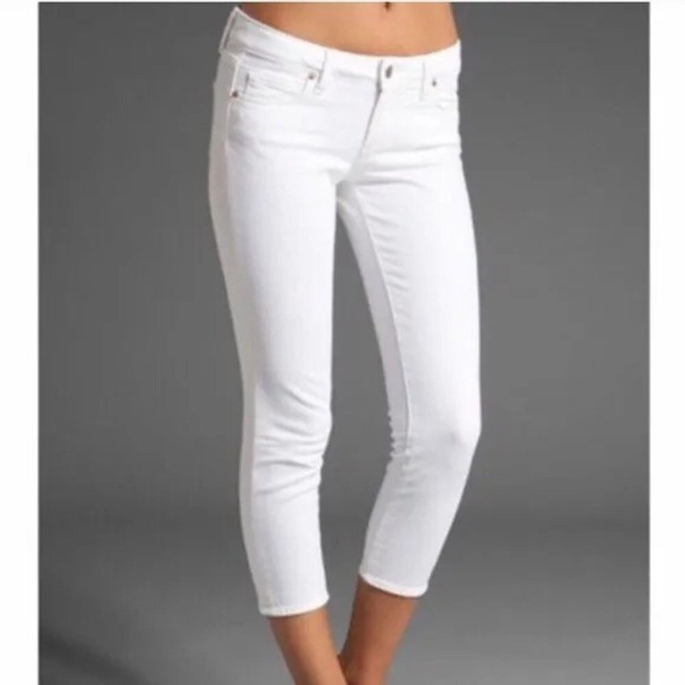 Paige Off White Roxie Crop  Mid Rise Cropped  Pants Skinny Jeans P5746